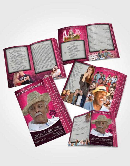 4 Page Grad Obituary Template Brochure Pink Doctor