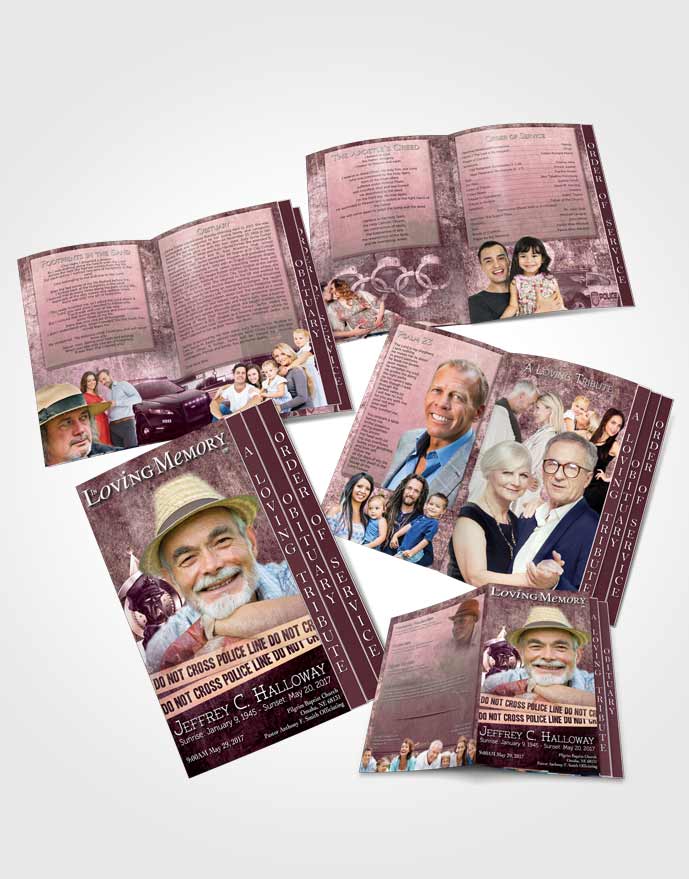 4 Page Grad Obituary Template Brochure Pretty Pink Police Enforcement