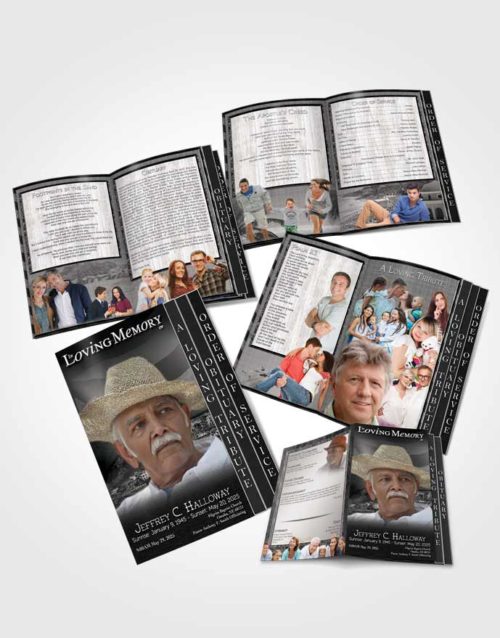 4 Page Grad Obituary Template Brochure Puerto Rican Black and White Waters