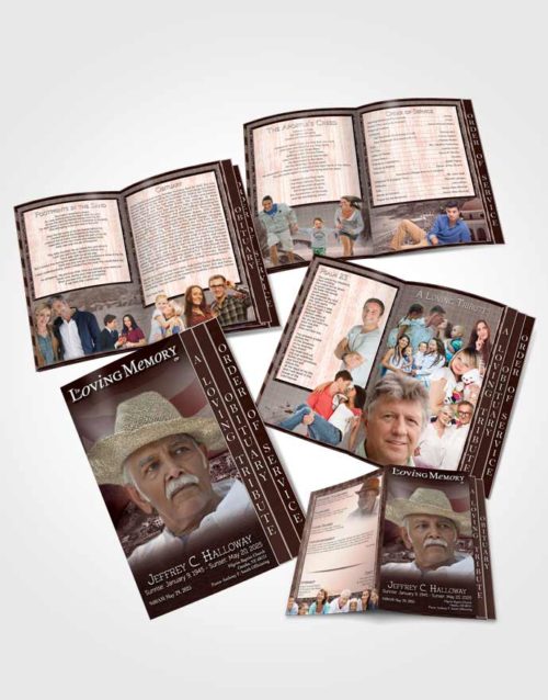 4 Page Grad Obituary Template Brochure Puerto Rican Burgundy Waters