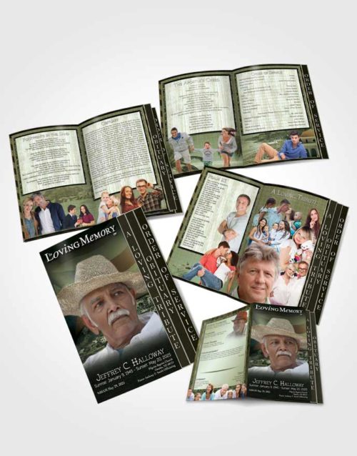 4 Page Grad Obituary Template Brochure Puerto Rican Emerald Waters