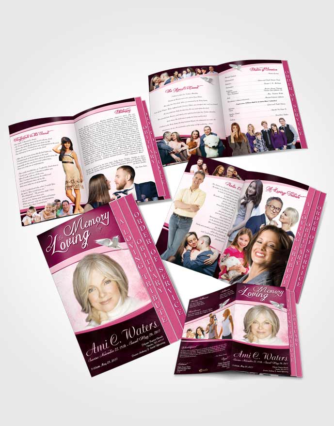 4 Page Grad Obituary Template Brochure Rosy Paradise
