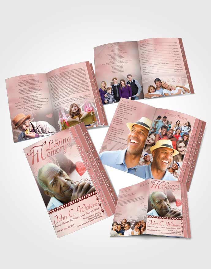 4 Page Grad Obituary Template Brochure Ruby Aces