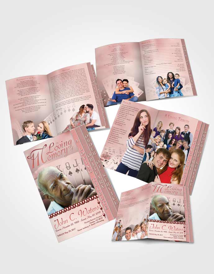 4 Page Grad Obituary Template Brochure Ruby Cards