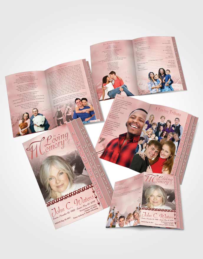 4 Page Grad Obituary Template Brochure Ruby Downhill Skiing