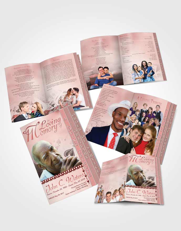 4 Page Grad Obituary Template Brochure Ruby King of Hands