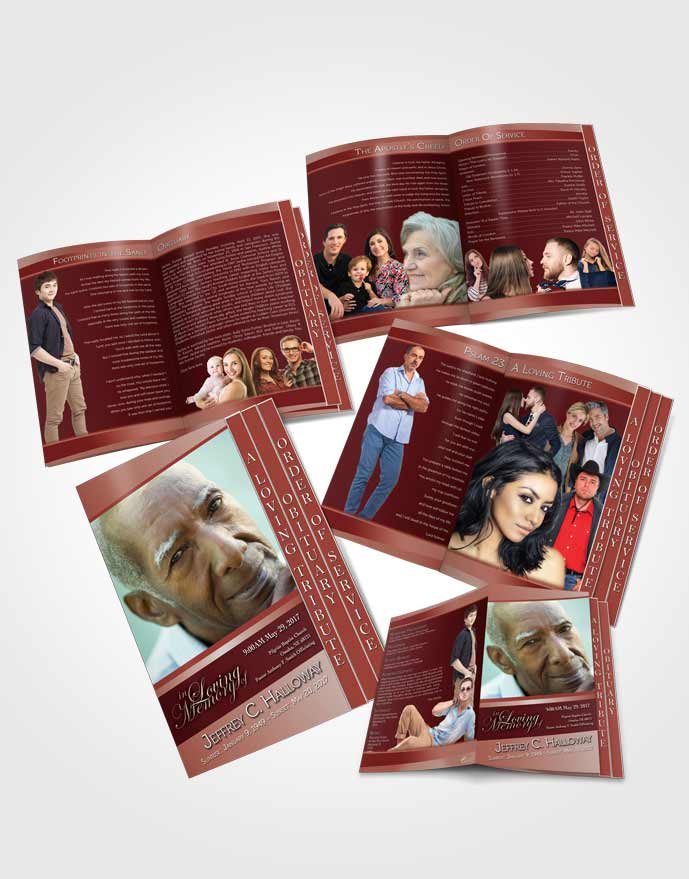 4 Page Grad Obituary Template Brochure Ruby Love Tranquility Dark
