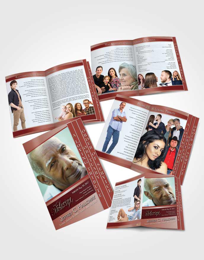 4 Page Grad Obituary Template Brochure Ruby Love Tranquility Light