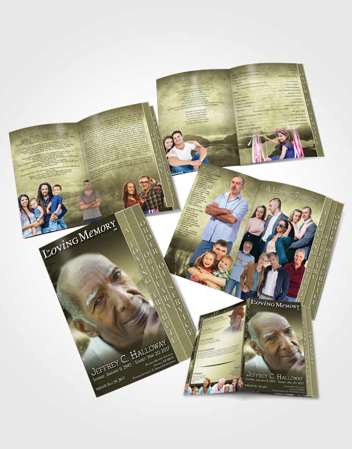 4 Page Grad Obituary Template Brochure Rustic Summer Reflection