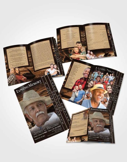 4 Page Grad Obituary Template Brochure Rustic Water Sports