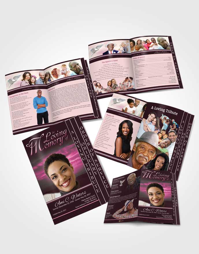 4 Page Grad Obituary Template Brochure Serene Higher Power