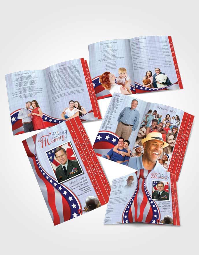 4 Page Grad Obituary Template Brochure Serene Military Honors