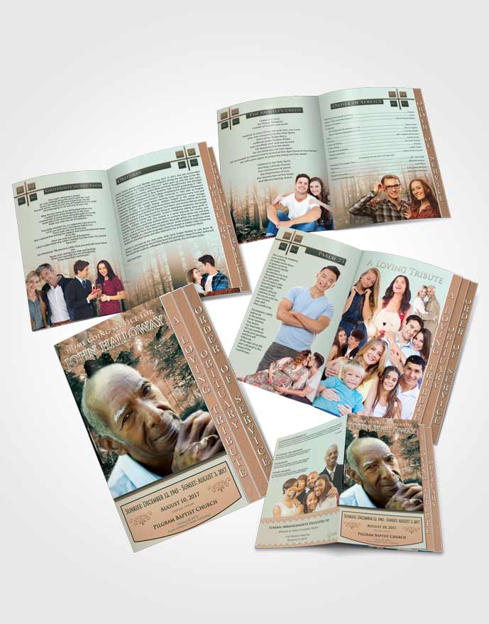 4 Page Grad Obituary Template Brochure Serenity Forest Laughter