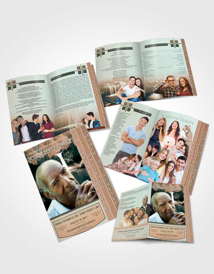4 Page Grad Obituary Template Brochure Serenity Forest Magic