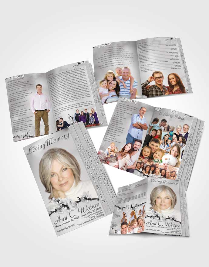 4 Page Grad Obituary Template Brochure Simple Beauty Black and White