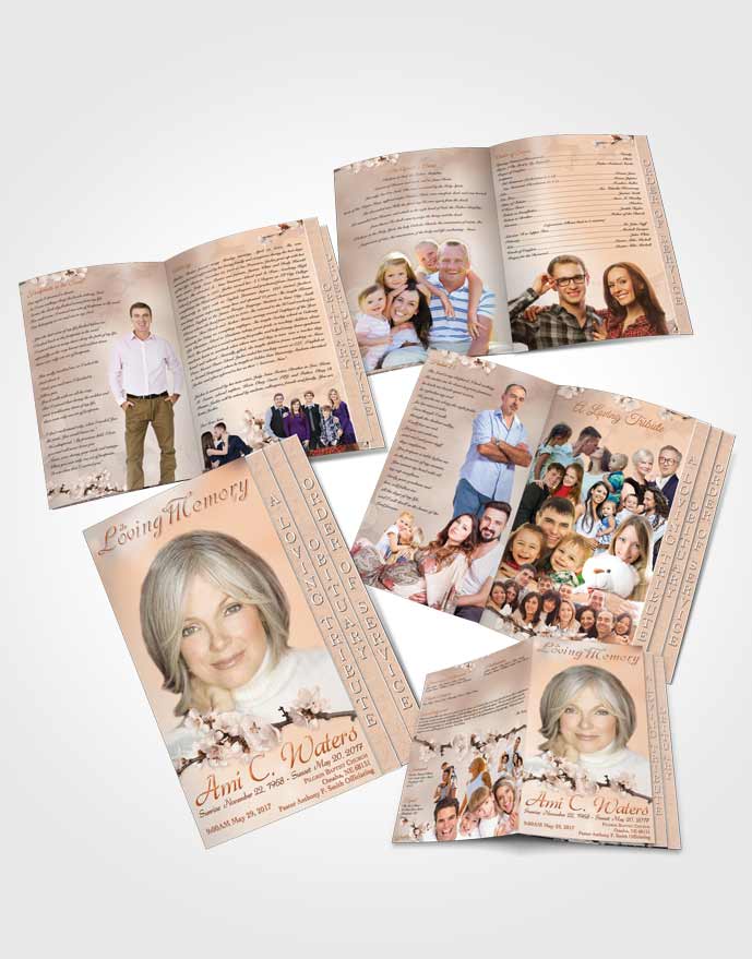 4 Page Grad Obituary Template Brochure Simple Beauty Golden Love