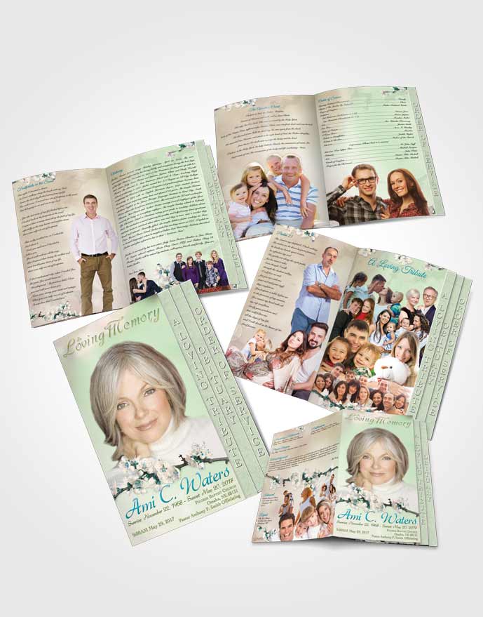 4 Page Grad Obituary Template Brochure Simple Beauty Morning Calm