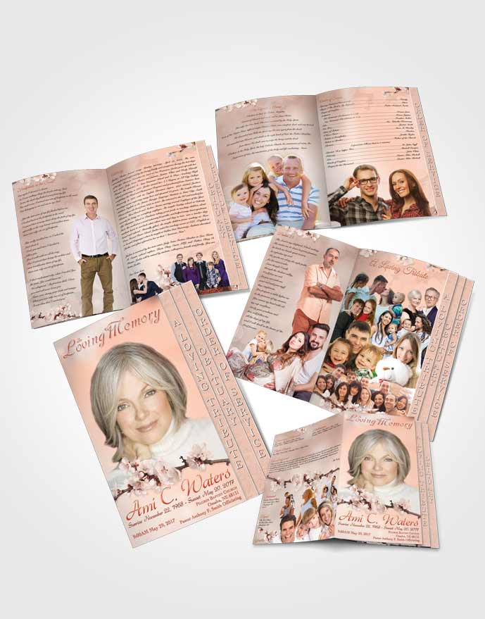 4 Page Grad Obituary Template Brochure Simple Beauty Ruby Desire