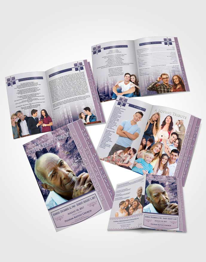 4 Page Grad Obituary Template Brochure Sky Forest Laughter