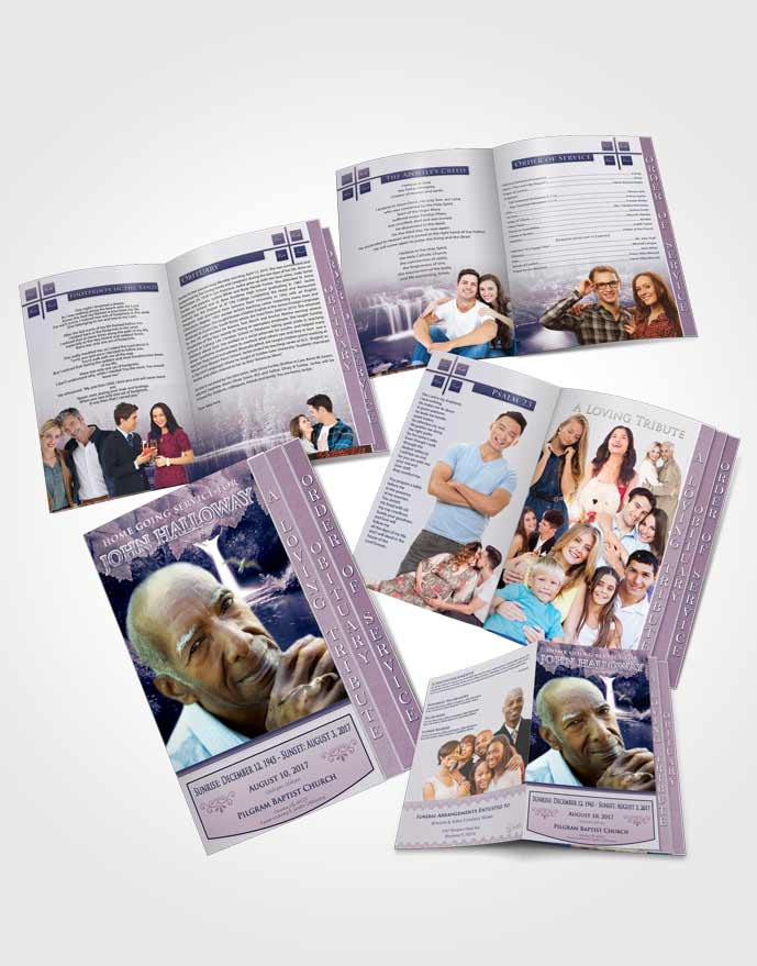 4 Page Grad Obituary Template Brochure Sky Forest Magic