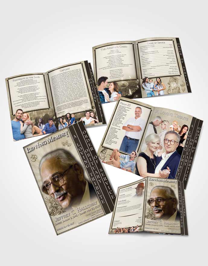 4 Page Grad Obituary Template Brochure Soft Hindu Faith