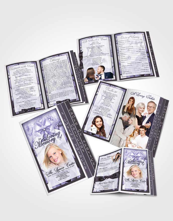 4 Page Graduated Step Fold Obituary Template Brochure Soft Petals in the Wind
