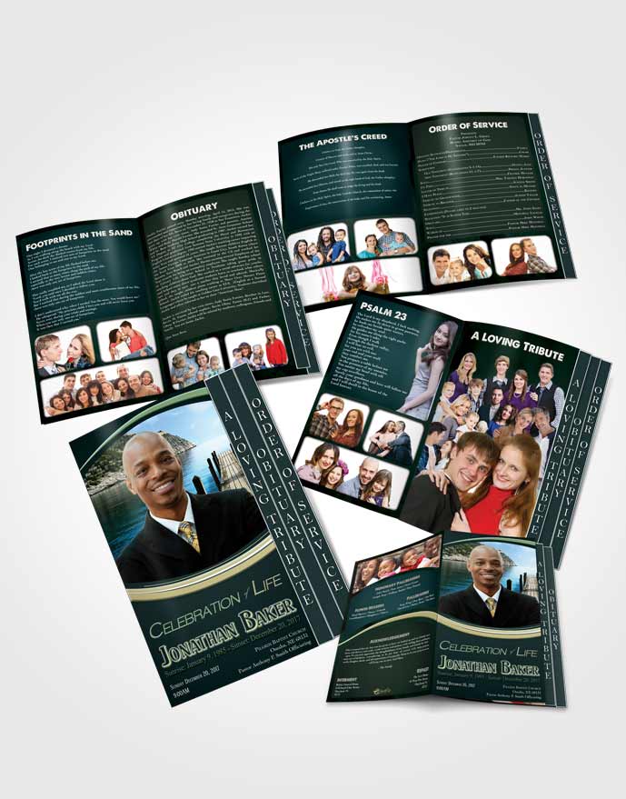 4 Page Grad Obituary Template Brochure Soothing Sky Journey
