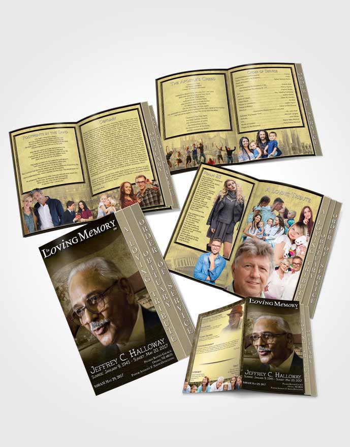 4 Page Grad Obituary Template Brochure Spanish Black and White Love
