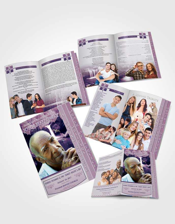 4 Page Grad Obituary Template Brochure Special Moments Forest Magic