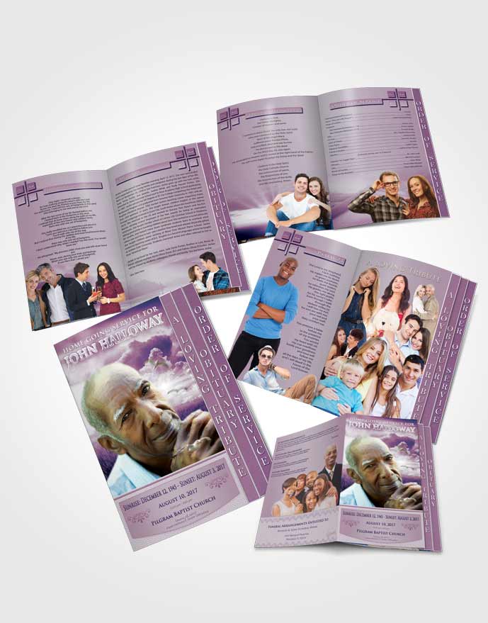 4 Page Grad Obituary Template Brochure Special Moments Sparkling Sky