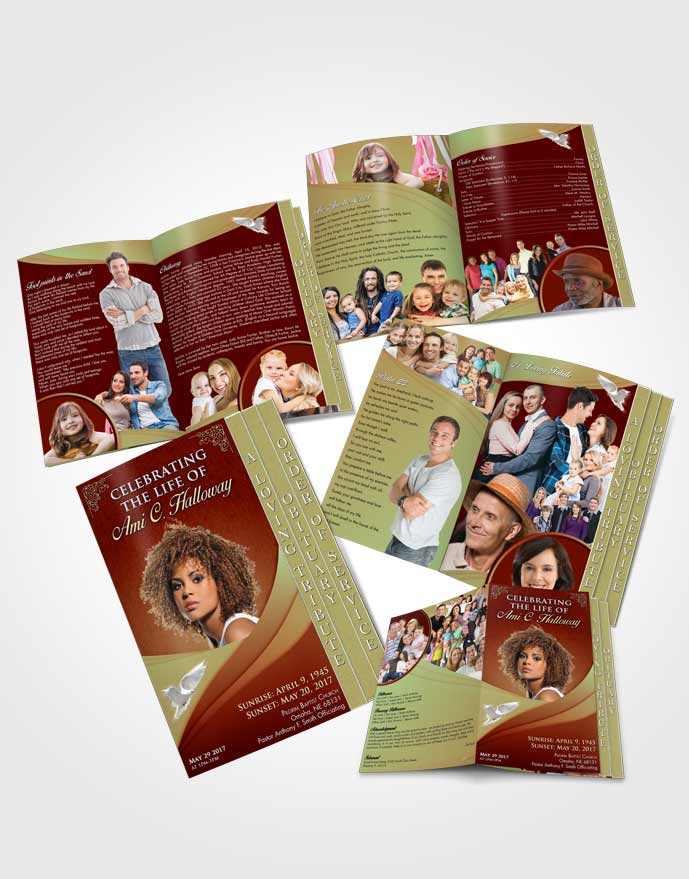 4 Page Grad Obituary Template Brochure Strawberry Mist Magnificence