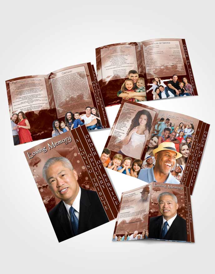 4 Page Grad Obituary Template Brochure Strawberry Water Lover