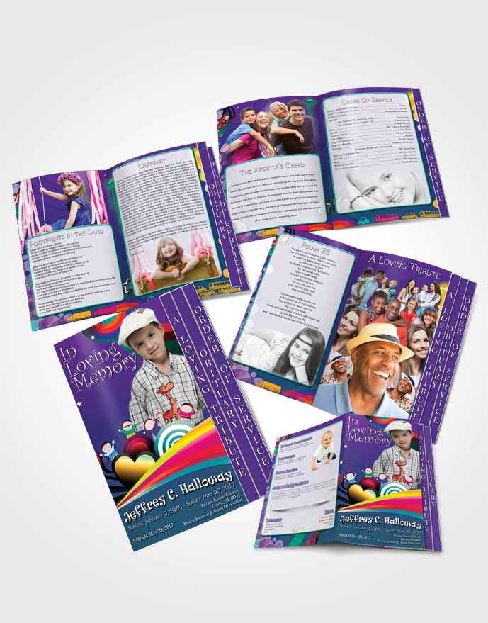 4 Page Graduated Step Fold Obituary Template Brochure Summer Angel Childs Journey