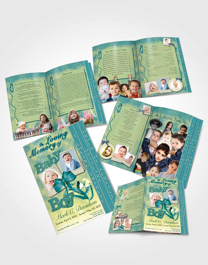 4 Page Graduated Step Fold Obituary Template Brochure Summer Baby Boy