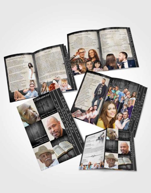 4 Page Grad Obituary Template Brochure Summer Hardwood Blessing