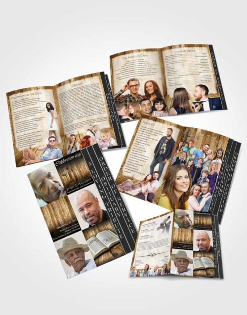 4 Page Grad Obituary Template Brochure Summer Hardwood Coolness