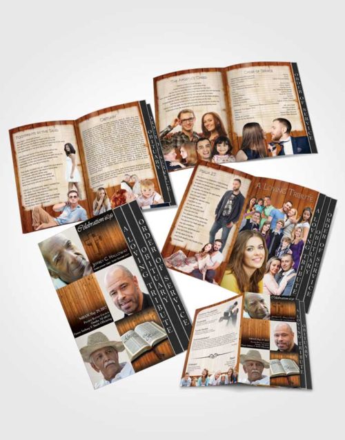 4 Page Grad Obituary Template Brochure Summer Hardwood Faith