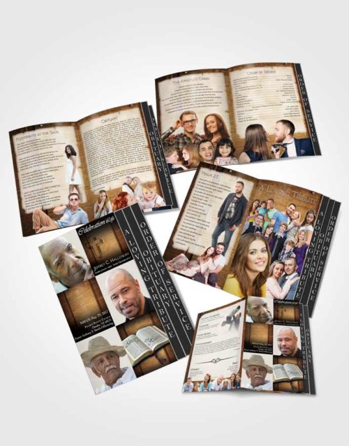 4 Page Grad Obituary Template Brochure Summer Hardwood Tranquility