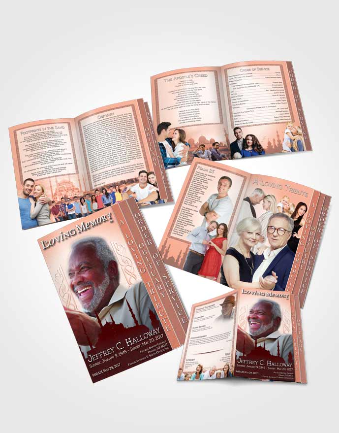 4 Page Grad Obituary Template Brochure Summer Ruby Islamic Serenity