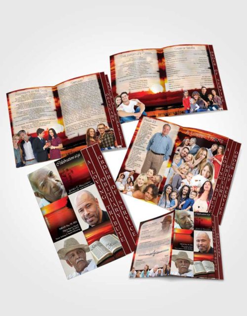4 Page Grad Obituary Template Brochure Summer Sunset Bliss