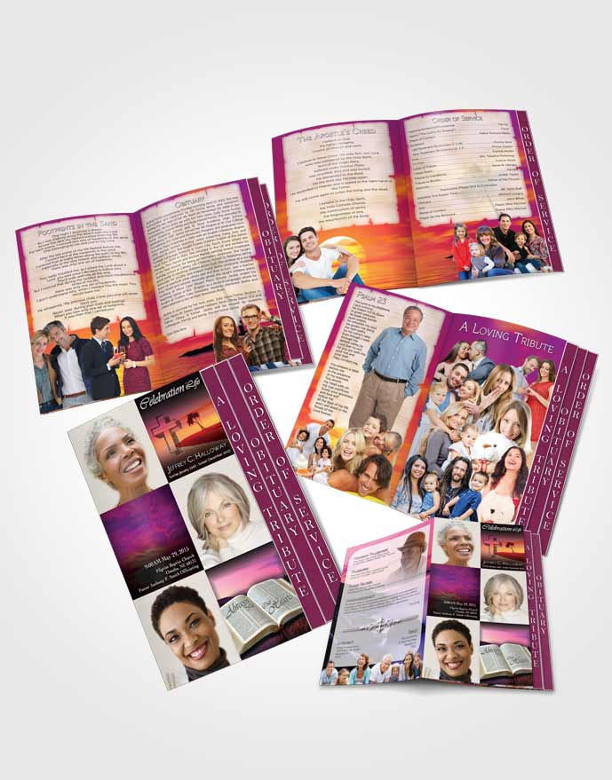 4 Page Grad Obituary Template Brochure Summer Sunset Serenity