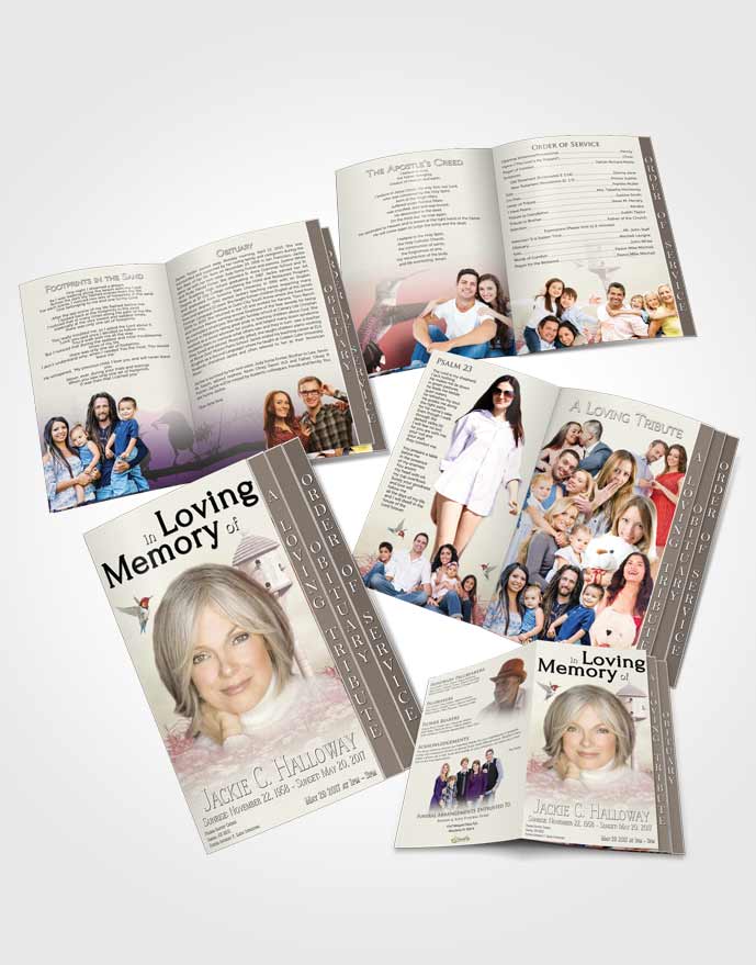 4 Page Grad Obituary Template Brochure Sunny Birds of a Feather