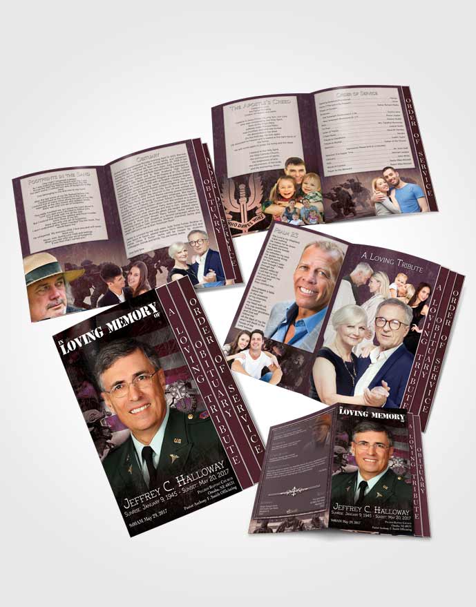 4 Page Grad Obituary Template Brochure Sunrise Special Forces Salute