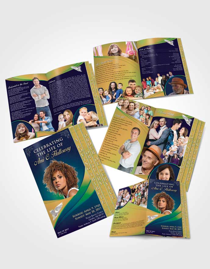 4 Page Grad Obituary Template Brochure Sunset Magnificence