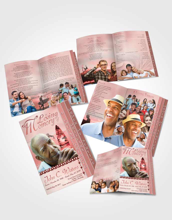4 Page Grad Obituary Template Brochure Surfers Paradise Ruby Waves
