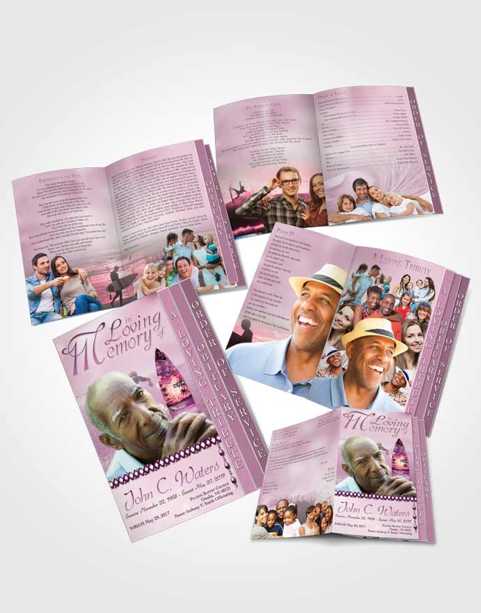 4 Page Grad Obituary Template Brochure Surfers Paradise Tender Waves