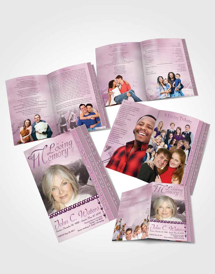 4 Page Grad Obituary Template Brochure Tender Downhill Skiing