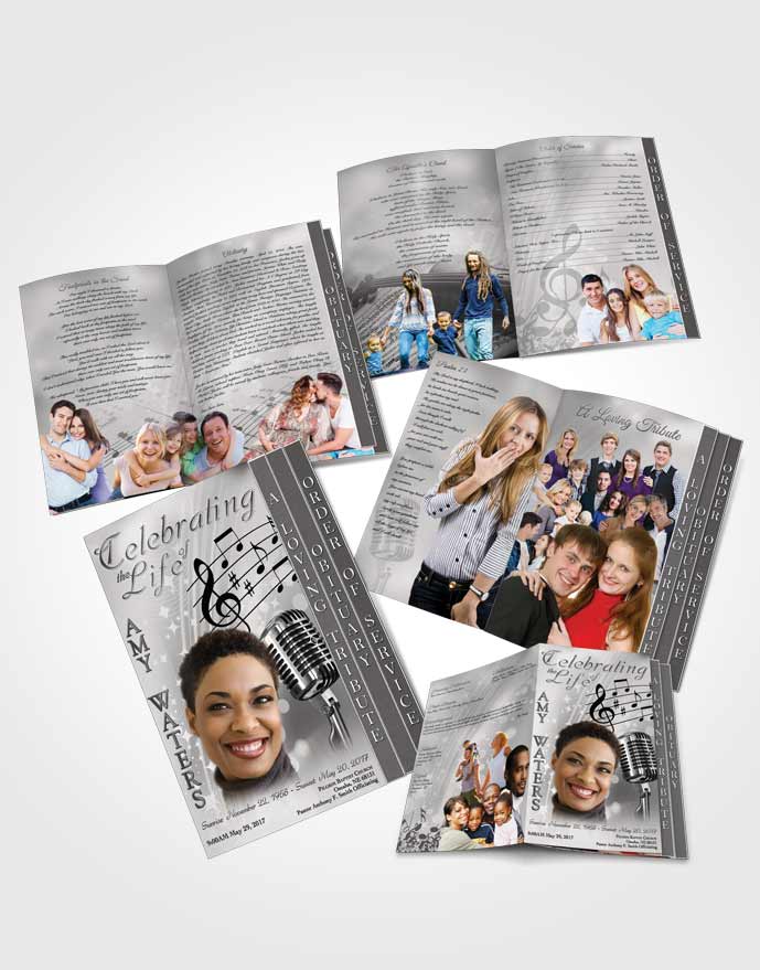 4 Page Grad Obituary Template Brochure The Sound of Music Black and White