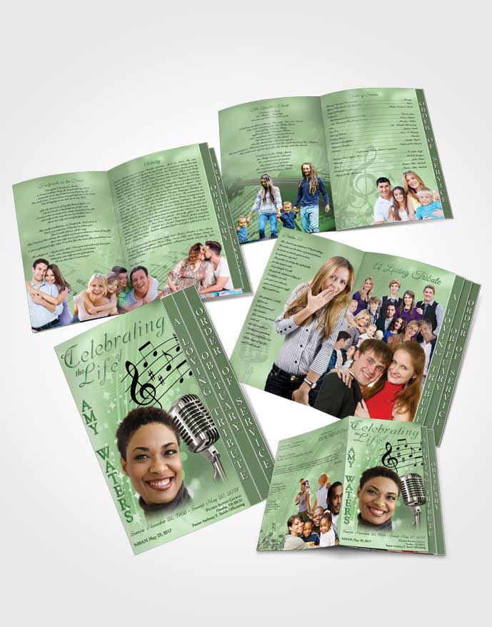 4 Page Grad Obituary Template Brochure The Sound of Music Emerald Glow