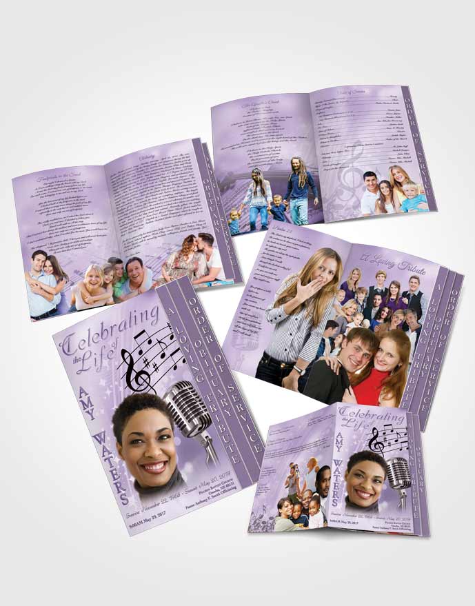 4 Page Grad Obituary Template Brochure The Sound of Music Lavender Honor